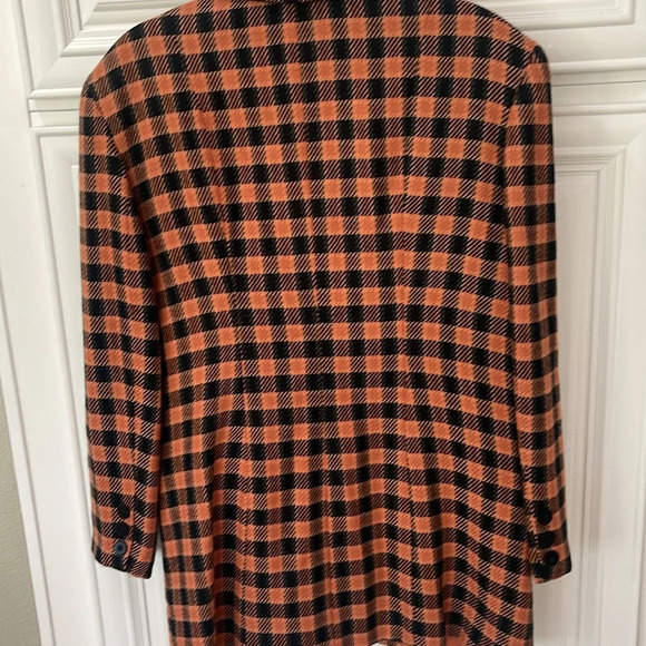 Vintage BARAMI 100% WOOL COAT BLAZER SZ 12 FULLY LINED BLACK ORANGE HOUNDSTOOTH - Picture 7 of 17